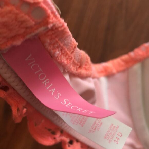 Victoria’s Secret peach lace swimsuit bikini top. Size .34 D - Picture 4 of 8